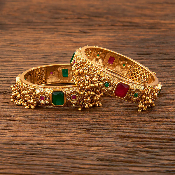 Antique Openable Bangles With Matte Gold Plating 212441