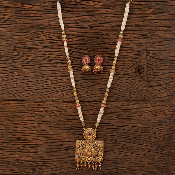 Antique Mala Pendant Set With Gold Plating 212452