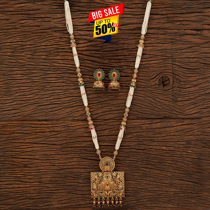 Antique Mala Pendant Set With Gold Plating 212452