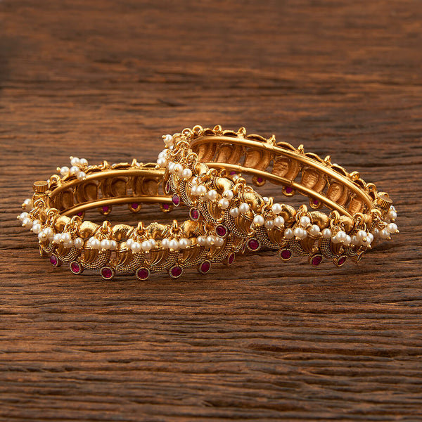 Antique Openable Bangles With Matte Gold Plating 212454