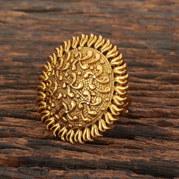 Antique Adjustable Ring With Matte Gold Plating 212853