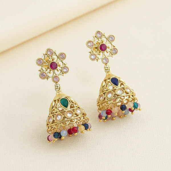 21302 Antique Jhumkis with gold plating