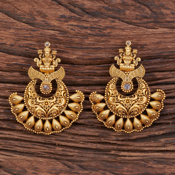 Antique South Indian Earring With Matte Gold Plating 213128