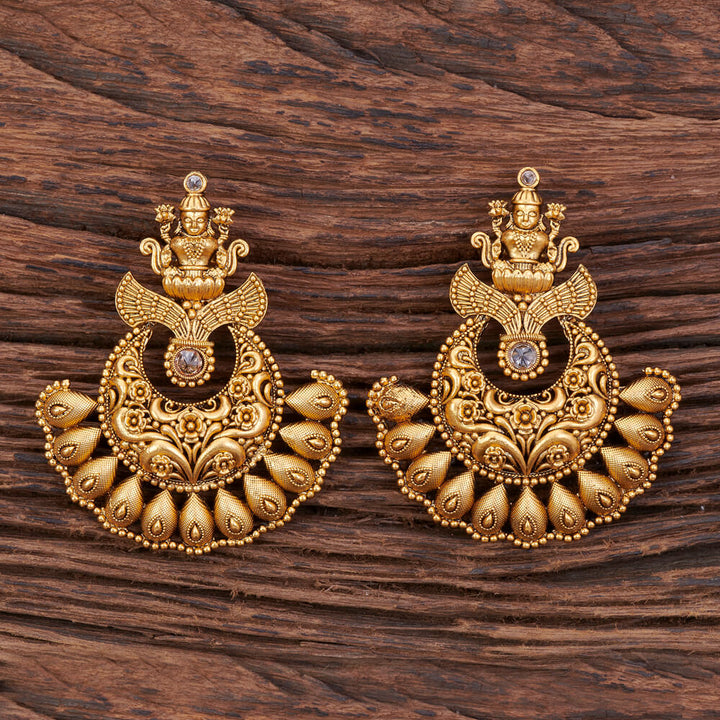 Antique South Indian Earring With Matte Gold Plating 213128