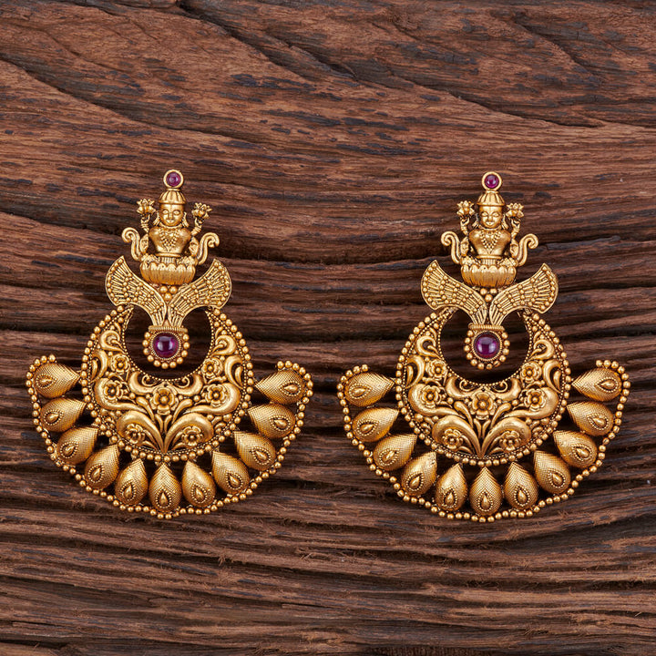 Antique South Indian Earring With Matte Gold Plating 213128