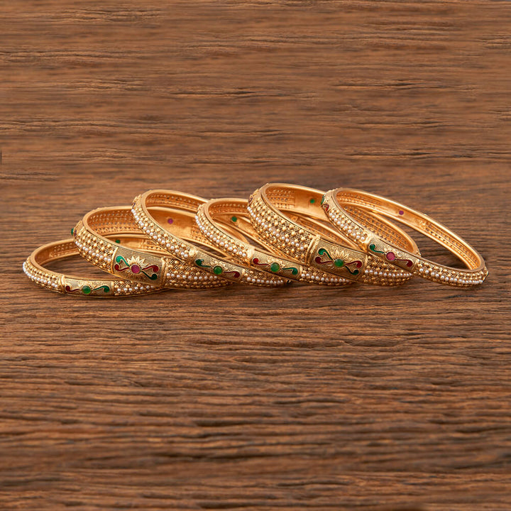 Antique Moti Bangles With Matte Gold Plating 213190