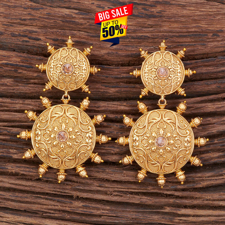 Antique Moti Earring With Matte Gold Plating 213191