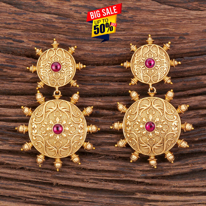 Antique Moti Earring With Matte Gold Plating 213191