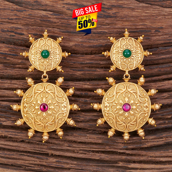 Antique Moti Earring With Matte Gold Plating 213191