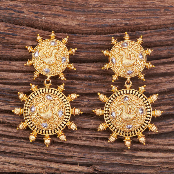 Antique Peacock Earring With Matte Gold Plating 213211