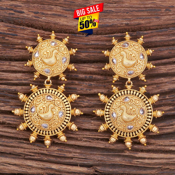 Antique Peacock Earring With Matte Gold Plating 213211