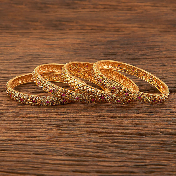 Antique Delicate Bangles With Matte Gold Plating 213497