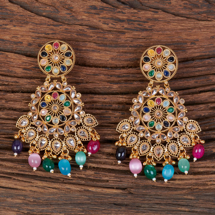 Antique Long Earring With Gold Plating 213606