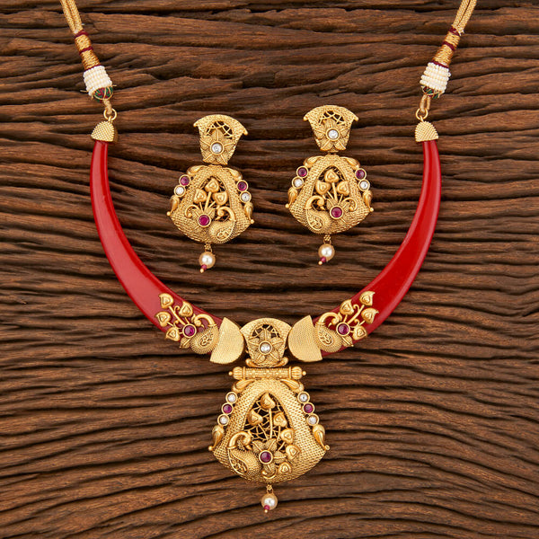 Antique Classic Necklace With Matte Gold Plating 213616