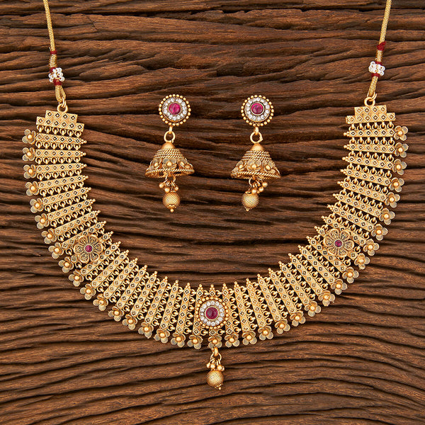 Antique Classic Necklace With Matte Gold Plating 213651