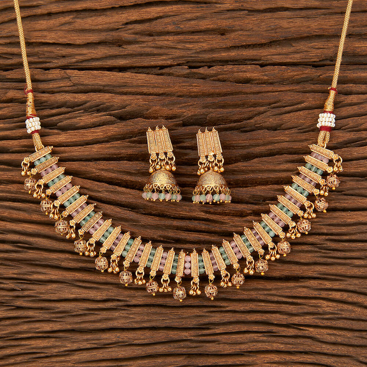 Antique Choker Necklace With Gold Plating 213698