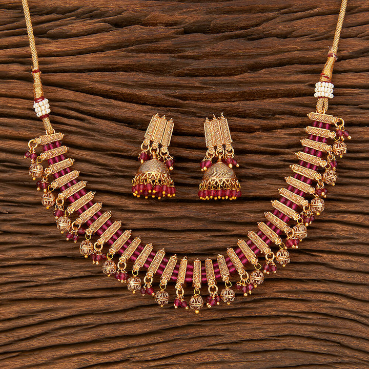 Antique Choker Necklace With Gold Plating 213698