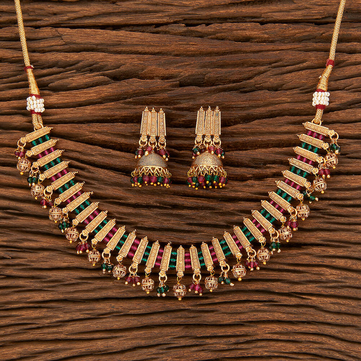 Antique Choker Necklace With Gold Plating 213698