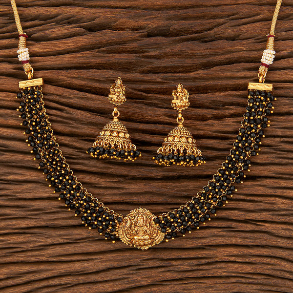 Antique South Indian Necklace With Matte Gold Plating 213718