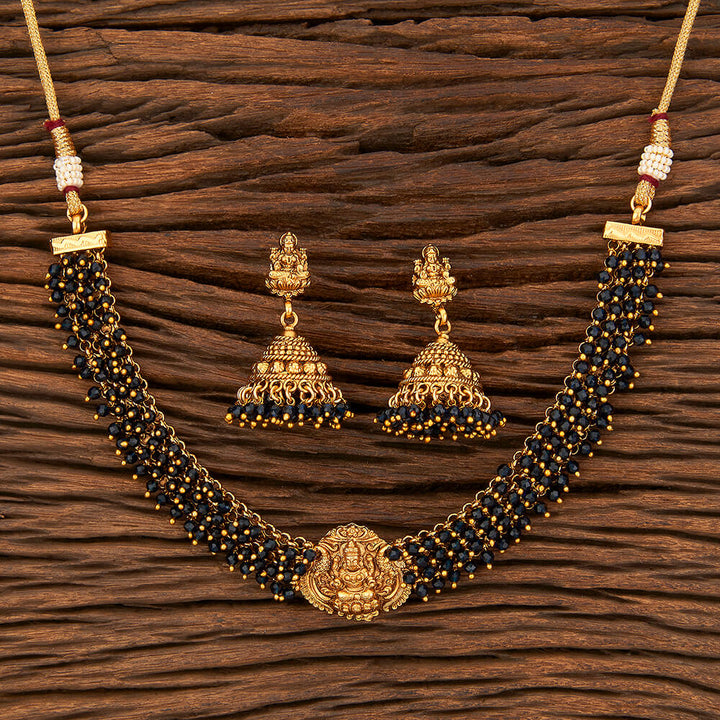 Antique South Indian Necklace With Matte Gold Plating 213718