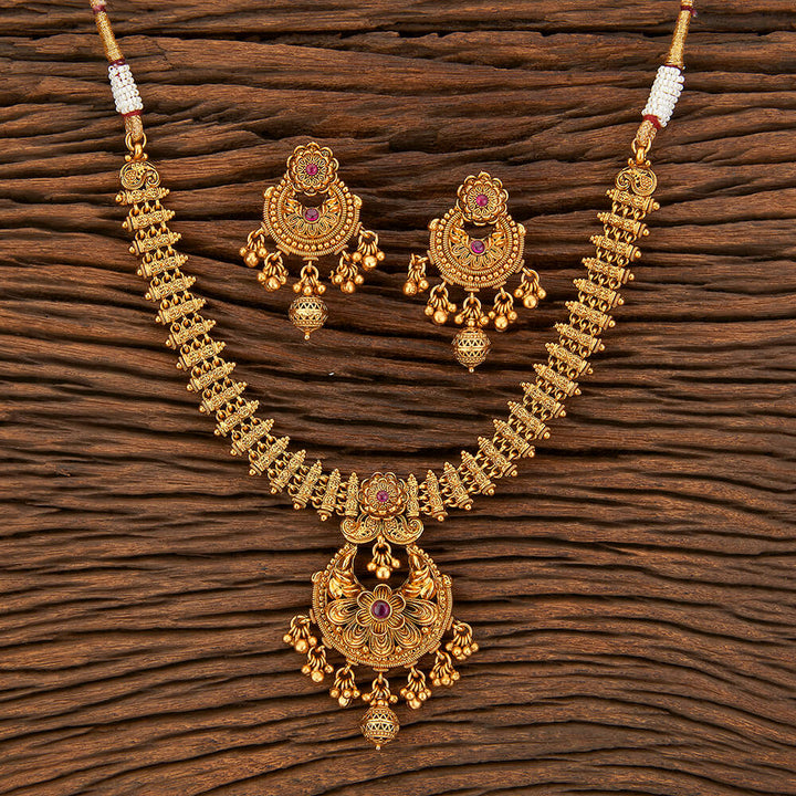 Antique Classic Necklace With Matte Gold Plating 213869