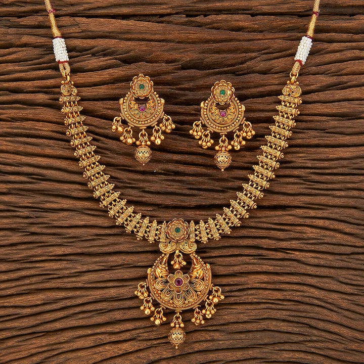 Antique Classic Necklace With Matte Gold Plating 213869