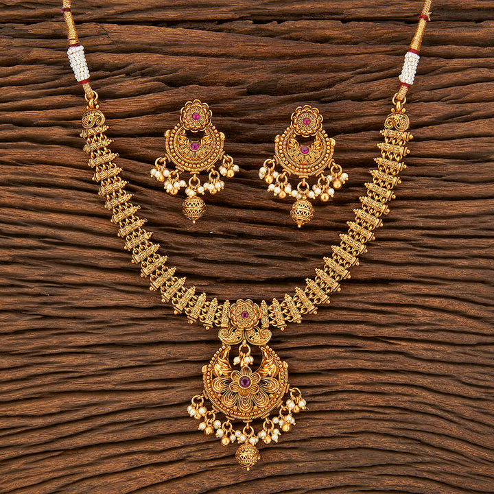 Antique Classic Necklace With Matte Gold Plating 213869