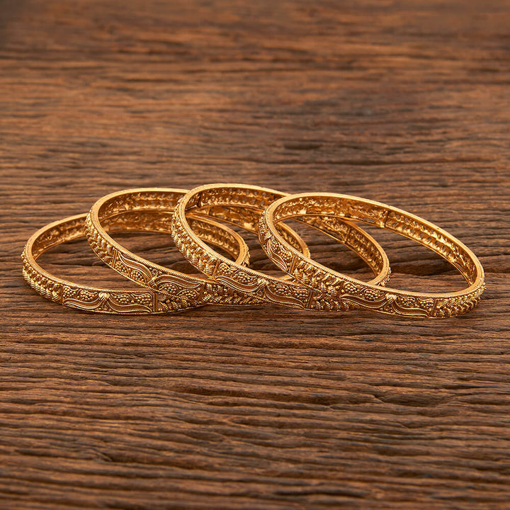 Antique Plain Matte Gold Bangles With Matte Gold Plating 213982