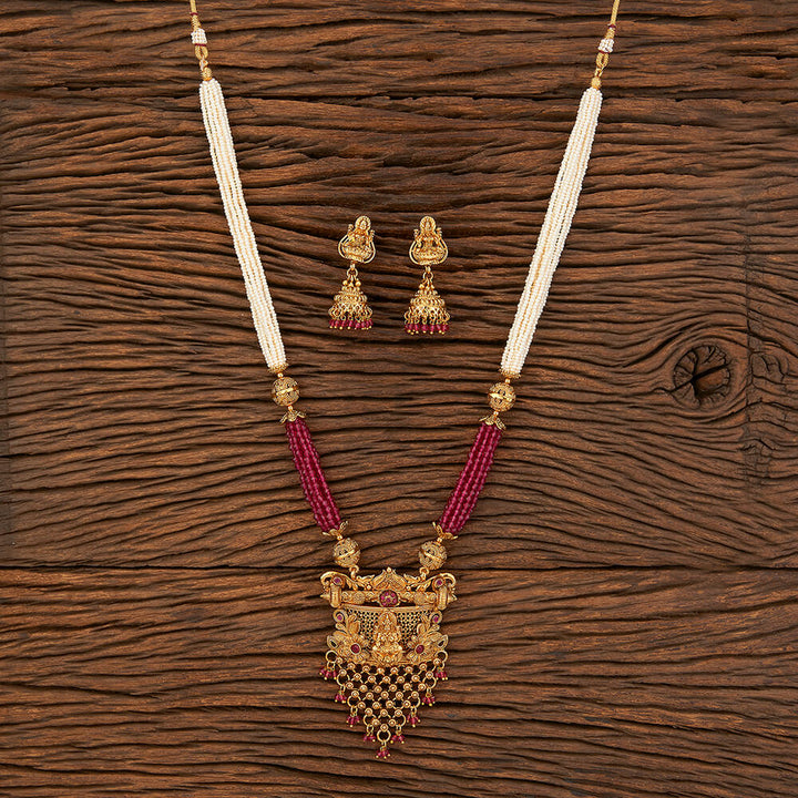 Antique South Indian Pendant Set With Gold Plating 214209