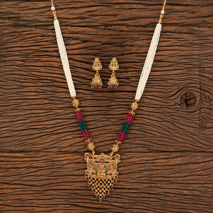 Antique South Indian Pendant Set With Gold Plating 214209