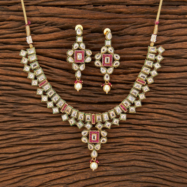 Antique Meenakari Necklace With Gold Plating 214221