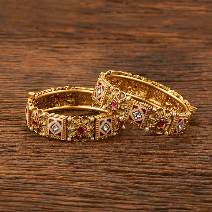 Antique Meenakari Bangles With Matte Gold Plating 214242