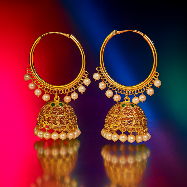 214286 Antique Jhumki With Gold Plating