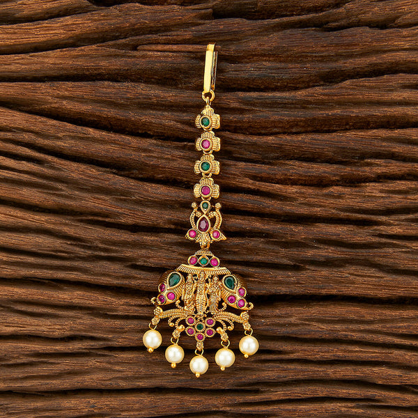 Antique South Indian Tikka With Matte Gold Plating 214498