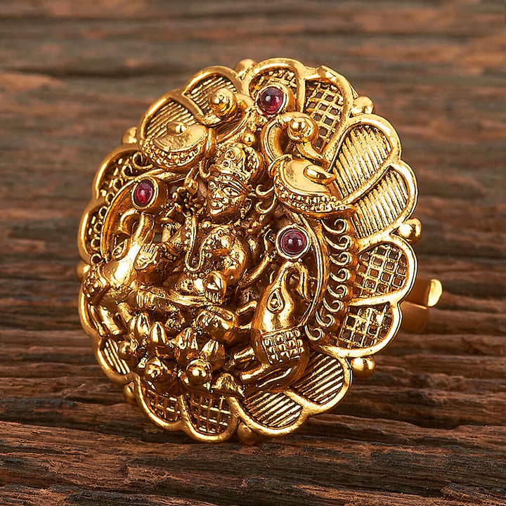 Antique Adjustable Ring With Matte Gold Plating 214675