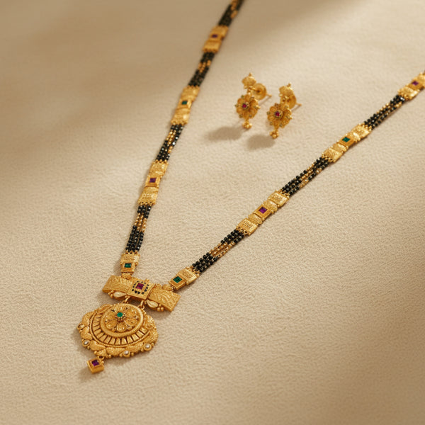 214701 Antique Classic Mangalsutra With Gold Plating