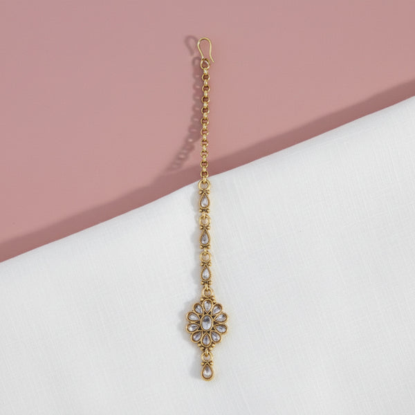 214912 Antique Reverse Ad Stone Tikka With Mehndi Plating