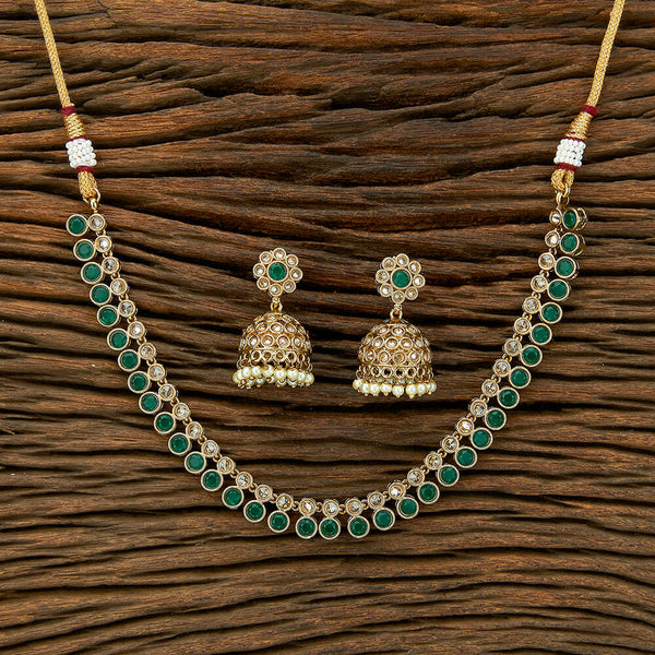 Antique Delicate Necklace With Mehndi Plating 214943