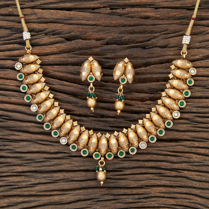 Antique Classic Necklace With Matte Gold Plating 214957