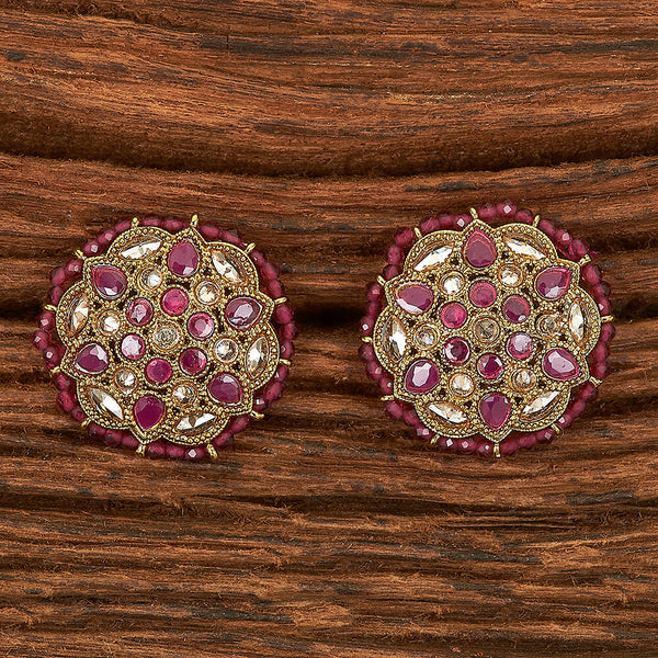 Antique Reverse Ad Stone Earring With Mehndi Plating 215237
