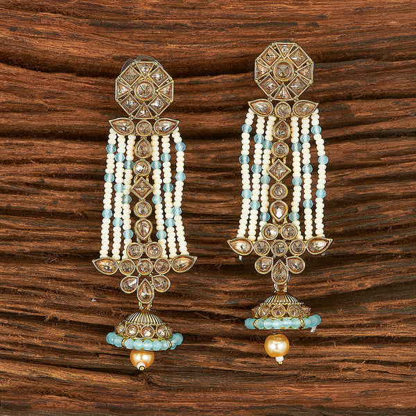 Antique Moti Earring With Mehndi Plating 215276