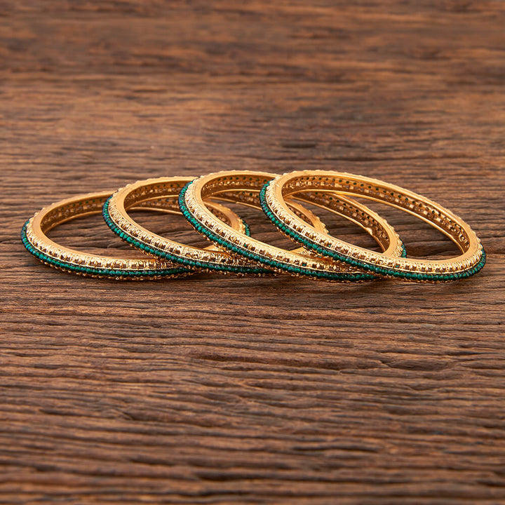 Antique Delicate Bangles With Matte Gold Plating 215385