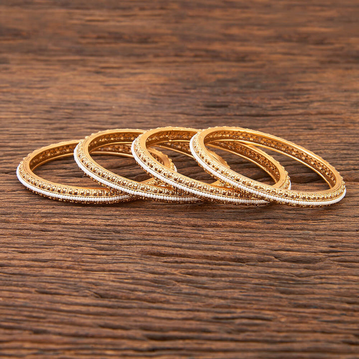 Antique Delicate Bangles With Matte Gold Plating 215385