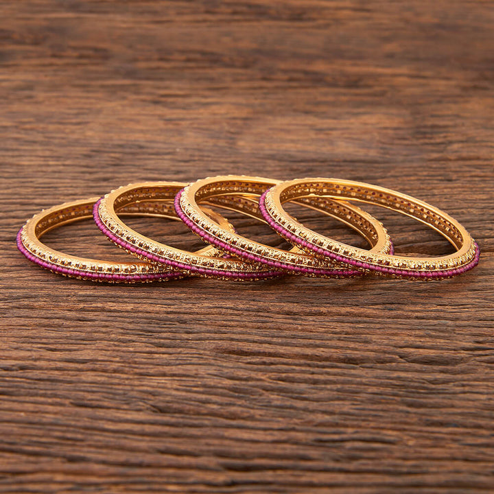 Antique Delicate Bangles With Matte Gold Plating 215385