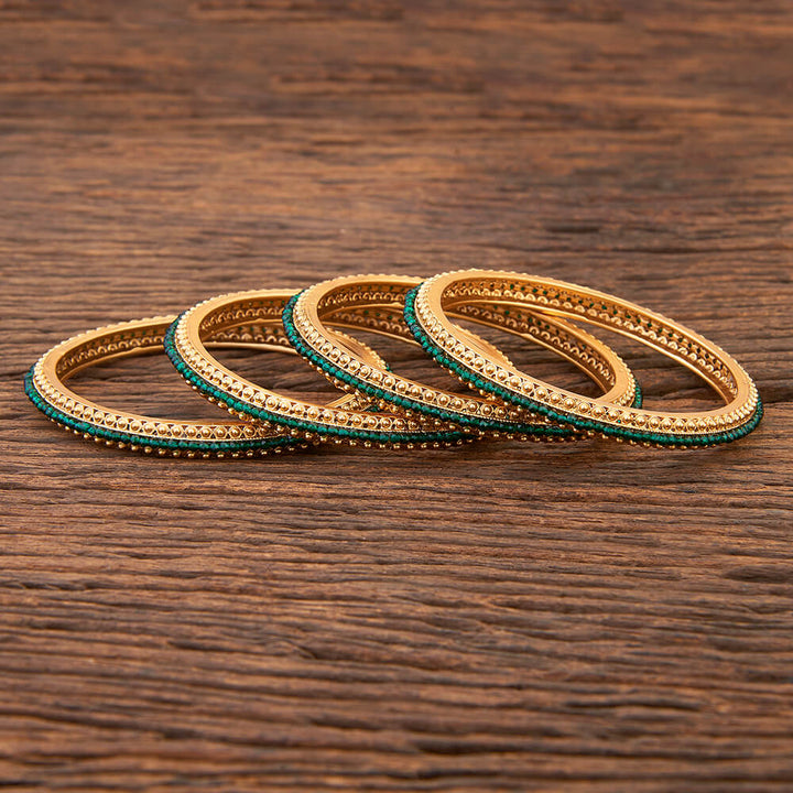 Antique Delicate Bangles With Matte Gold Plating 215386