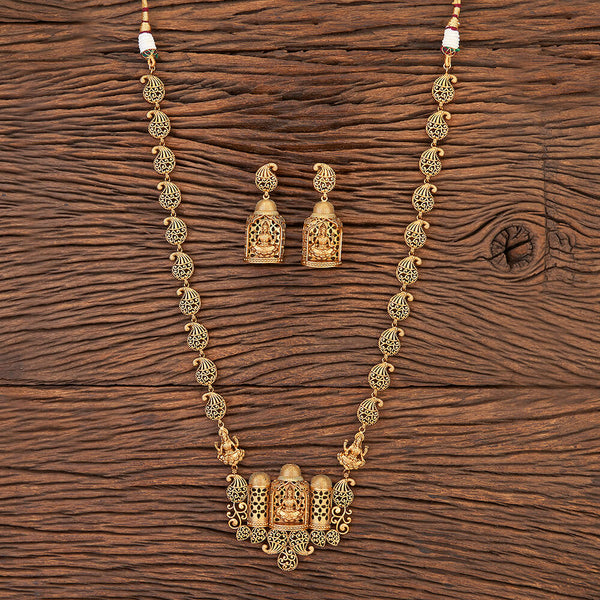 Antique Temple Necklace With Matte Gold Plating 215462