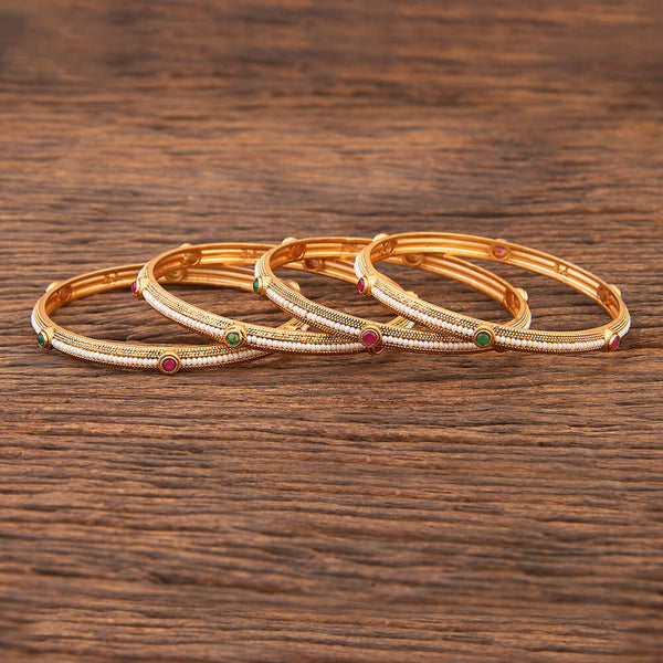 Antique Delicate Bangles With Matte Gold Plating 215477