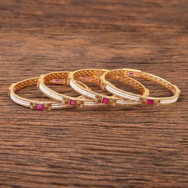 Antique Delicate Bangles With Matte Gold Plating 215481