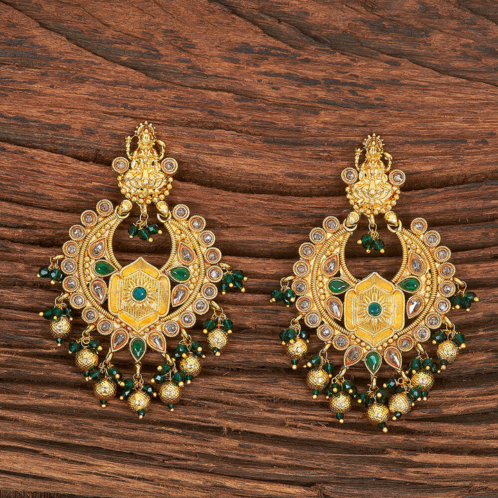 Antique South Indian Earring With Gold Plating 215488