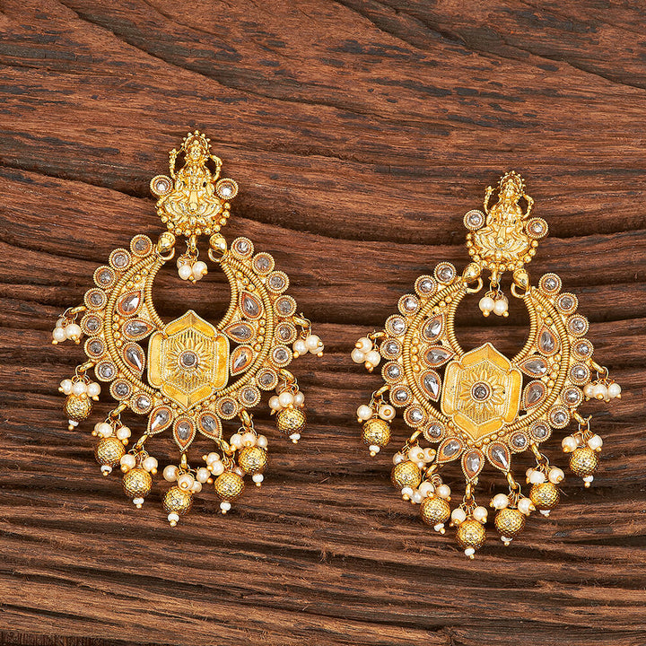 Antique South Indian Earring With Gold Plating 215488